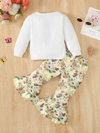 I Will FLY AWAY Butterfly Graphic Tee and Floral Print Flare Pants Kit Girl Kids Fashion and Clothing