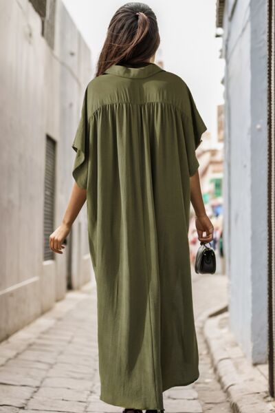 dress, long dresses, t shirt dress, button up dress, casual dresses, olive green dress