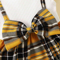 Baby Girl Fashion Plaid Print Bow Detail Dress Baby Fashion Clothing and gifts