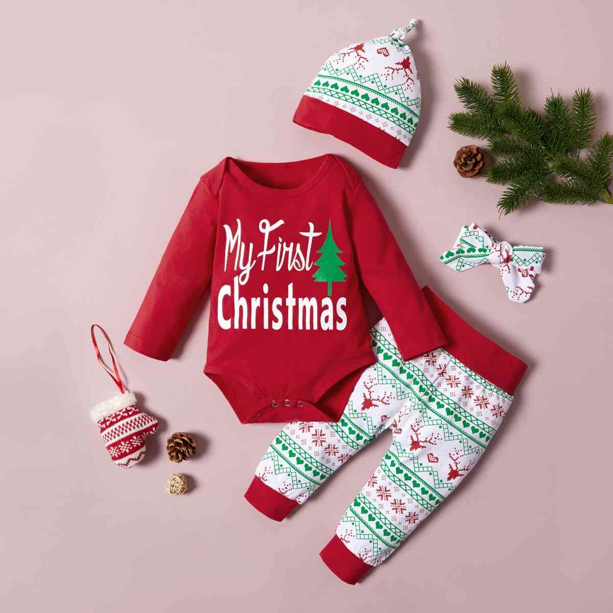 MY FIRST CHRISTMAS Graphic Bodysuit and Pants Set Kids Fashion Baby Fashion Clothing and Gifts