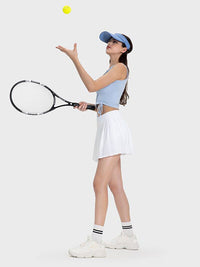 Tennis Skirt Pleated Detail Mid-Rise Waist Active Sport Skirt