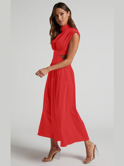 Cutout Mock Neck Sleeveless Sexy Midi Maxi Dress New Womens Fashion