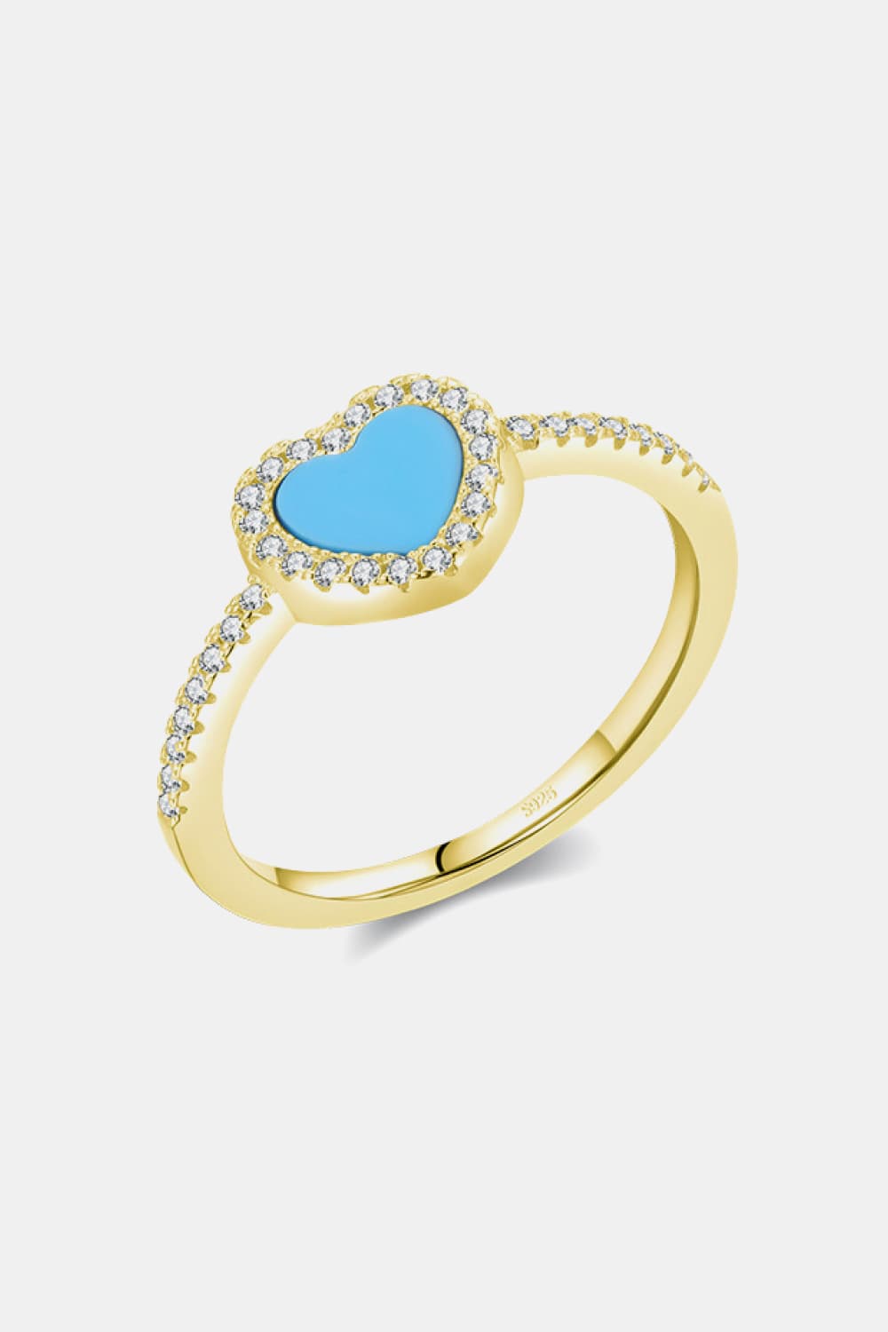 Blue Heart Ring 925 Sterling Silver Minimalist LOVE Turquoise Dainty Ring