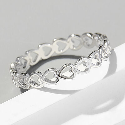 Eternity Heart Ring Band 925 Sterling Silver Dainty Luxury Tarnish Free Jewelry