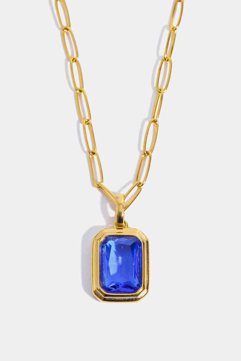 Rectangle Pendant Necklace Zircon 18K Gold-Plated Dangle Paperclip Necklaces