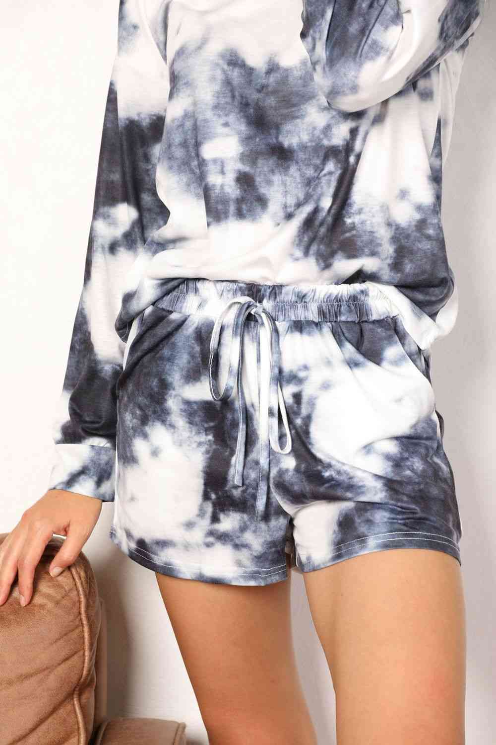 Tie-Dye Round Neck T Shirt Top and Shorts Lounge Set Fashion Outfit Sets Casual Clothing