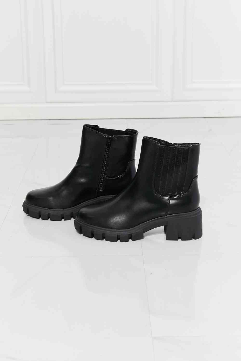 Black Booties, Shoes What It Takes Lug Sole Chelsea Boots in Black