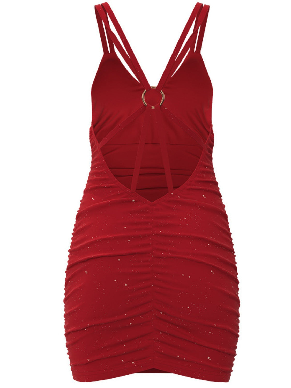 New Backless Sexy Dress Women's Fashion Sparkly Glitter Double Spaghetti Straps Mini Dress