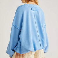 Exposed Seam Dropped Shoulder Oversized Fashion  Sweatshirt