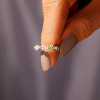 Colorful Flower Ring 925 Sterling Silver Zircon Dainty Rings