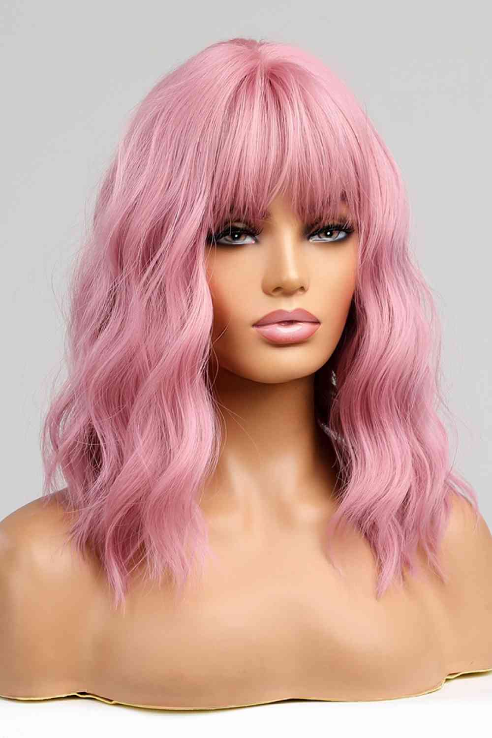 Pink BoB Wavy Synthetic Wigs 12 inch Short Curly Hair Wig