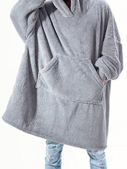 Long Sleeve Pocketed Hooded Fuzzy Sweater, Lounge Top