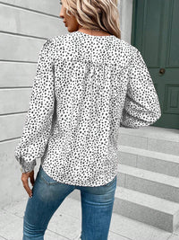 Ladies Long Sleeve Shirt Printed Notched Long Sleeve Blouse