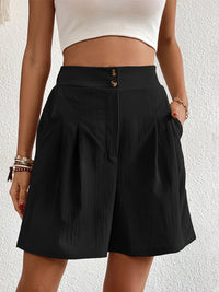 High Waist Shorts with Pockets Women's Bermuda Trouser Jorts Long Short For Ladies