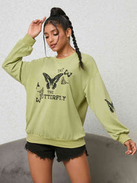 Butterfly Graphic Sweater Drop Shoulder Sweatshirt