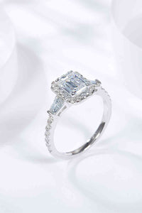 1 Carat Moissanite Geometric 925 Sterling Silver Ring Womens Fine Jewelry Emerald Cut Engagement Rings and Fashion Ring