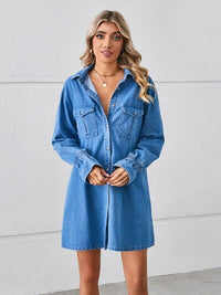 Dresses, women’s fashion, cute clothes, women’s clothing, denim dress, short denim dress, casual dresses