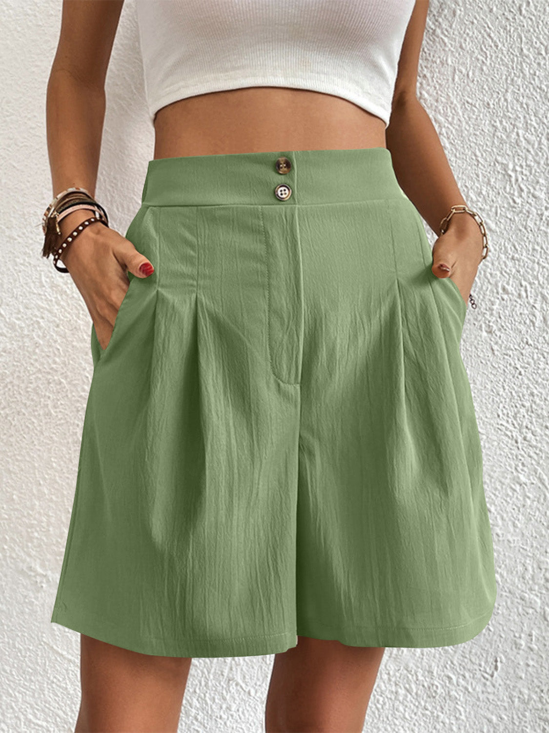 High Waist Shorts with Pockets Women's Bermuda Trouser Jorts Long Short For Ladies