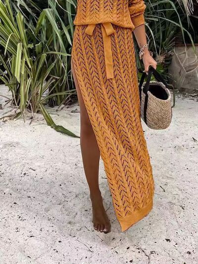 Swimsuit Cover-up Slit Openwork Single Shoulder Knit Dress