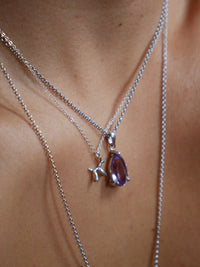 Amethyst necklace real natural gemstone pendant necklace february birthstone gift ideas, ballon dog necklace, layering for men and woman unique gift ideas luxury necklaces, designer inspired waterproof necklaces Kesley Boutique .925 sterling silver cool necklaces, unique, popular, influencer fashion on instagram and tiktok