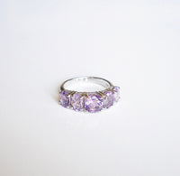 Amethyst Gemstone Baguette Front Eternity Style .925 Sterling Silver Waterproof Ring