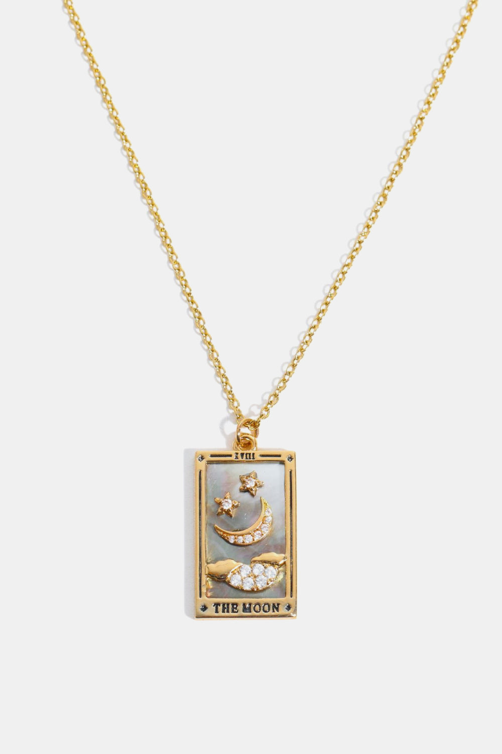 Tarot Card Pendant Stainless Steel Gold Necklace