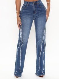 Raw Hem High Waist Flare Jeans