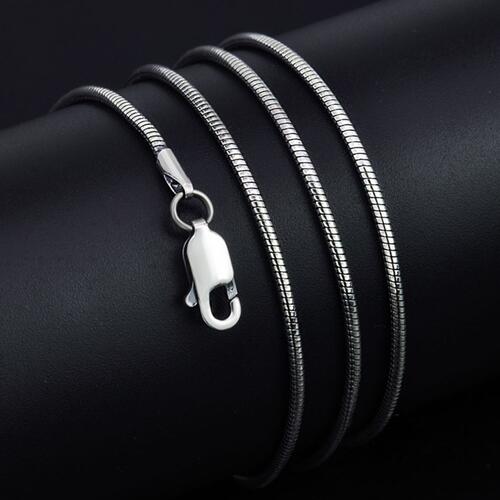 Plain Silver Chain Necklace, 21.7" Inches Snake Chain 925 Sterling Silver Necklace