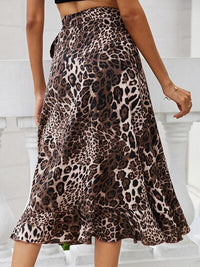 High Low Skirt Tied Ruffled Leopard print cheetah print Midi Skirts