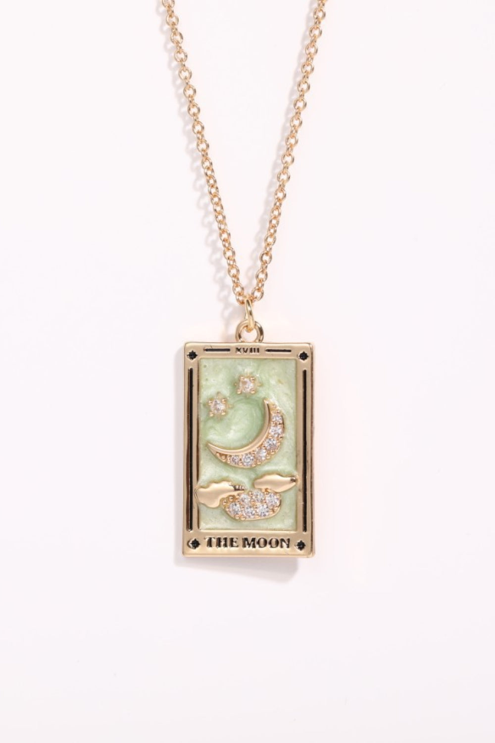 Tarot Card Pendant Stainless Steel Gold Necklace