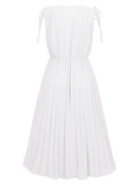 Pleated V-Neck Sleeveless Midi Dress