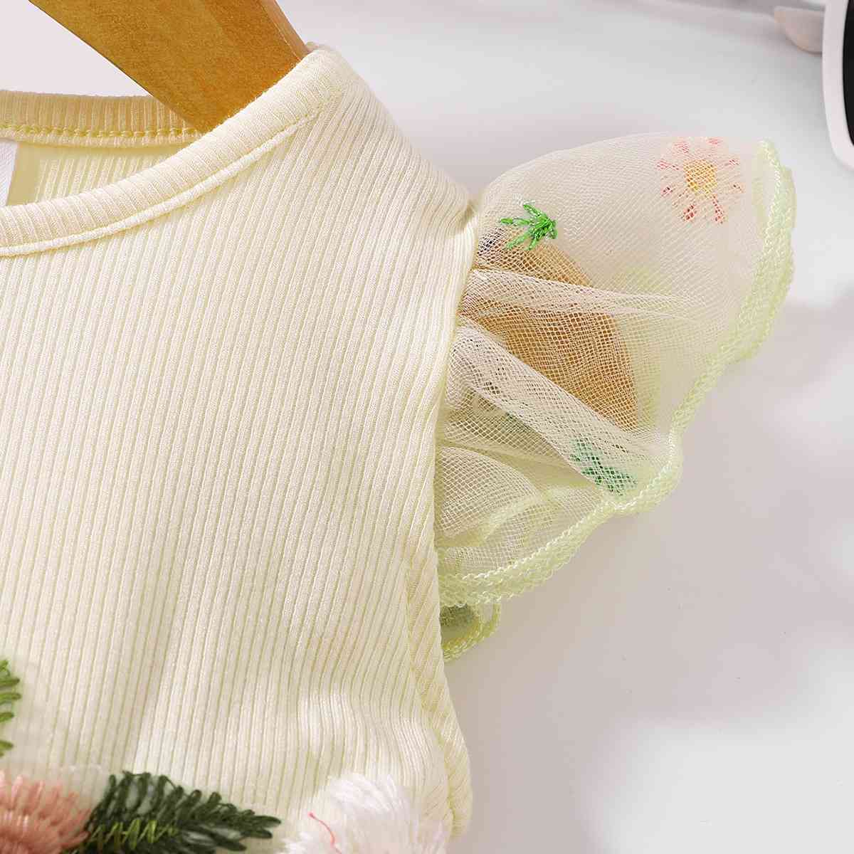 Embroidered Round Neck Flutter Sleeve Dress Babies Fashion and Gifts Baby Girl Fashion Cotton Baby Clothing