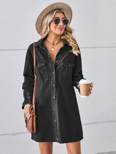 Dresses, women’s fashion, cute clothes, women’s clothing, denim dress, short denim dress, casual dresses