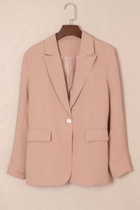 One-Button Flap Pocket Blazer Ladies Work Attire Blazers and Jackets