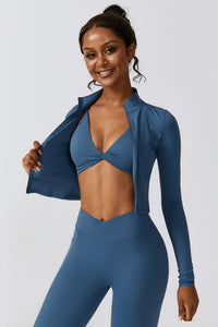 Zip Up Long Sleeve Cropped Activewear Sports Top Jacket