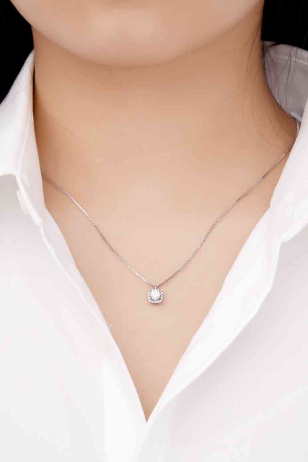 silver necklaces, silver moissanite necklaces, womens jewelry, cushion cut diamond necklaces, dainty necklaces, jewelry, fashion jewelry, fine jewelry, gift ideas, gifts, anniversary gift, graduation gift, birthday gift, necklaces, dainty necklaces, diamond necklaces 