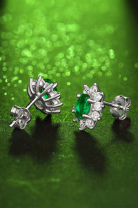 Emerald Stud Earrings 1 Carat Lab-Grown 925 Sterling Silver Luxury Hypoallergenic Womens Jewelry