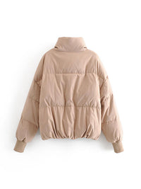 Women's Zip Up Puff Drawstring Winter Coat with Pockets Winter Fashion Outerwear