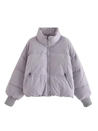 Women's Zip Up Puff Drawstring Winter Coat with Pockets Winter Fashion Outerwear