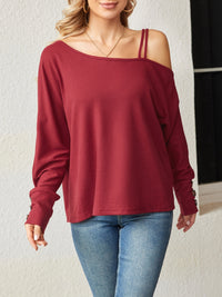 Asymmetrical Neck Long Sleeve T-Shirt