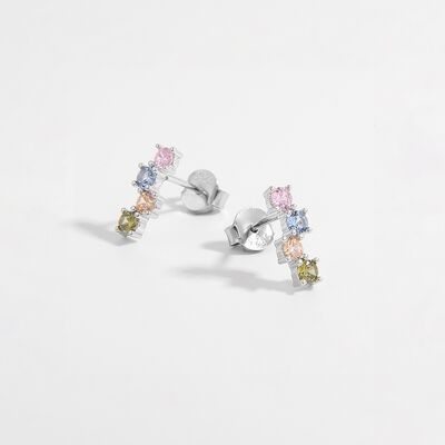 Colorful Tiny Stud Earrings 925 Sterling Silver Zircon Earrings Fine Jewelry Nickel Free