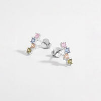 Colorful Tiny Stud Earrings 925 Sterling Silver Zircon Earrings Fine Jewelry Nickel Free