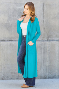 Open Front Sweater Long Sleeve Maxi Cardigan with Pockets Petite and Plus Size Fashion