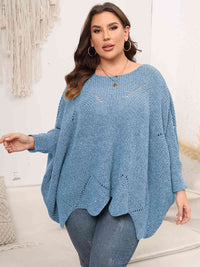 Plus Size Round Neck Batwing Sleeve Sweater