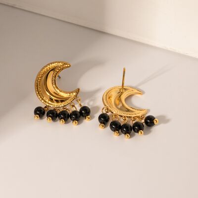 Moon Shape Earrings 18K Gold-Plated Stainless Steel Statement Womens Fashion Jewelry