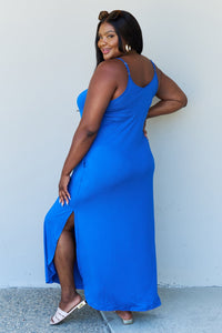 Casual Cami Side Slit Maxi Dress in Royal Blue