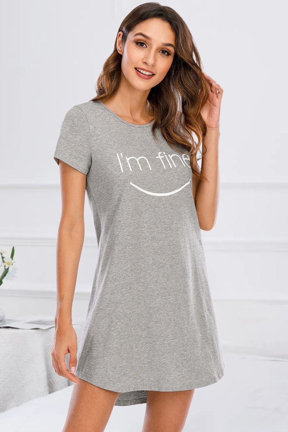 Pajama Dress Women's Nightgown Graphic Round Neck Short Sleeve Lounge Dress