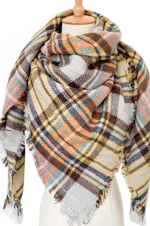 Plaid Imitation Oversized Faux Cashmere Scarf