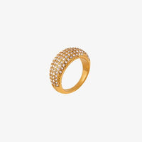 Dome Ring, 18k Gold Plated Rhinestone Titanium Steel Statement Ring