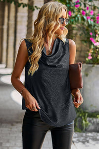 Women's Fashion Printed Cowl Neck Tank Top, Sleeveless Cowl Neck Shirt Blouse